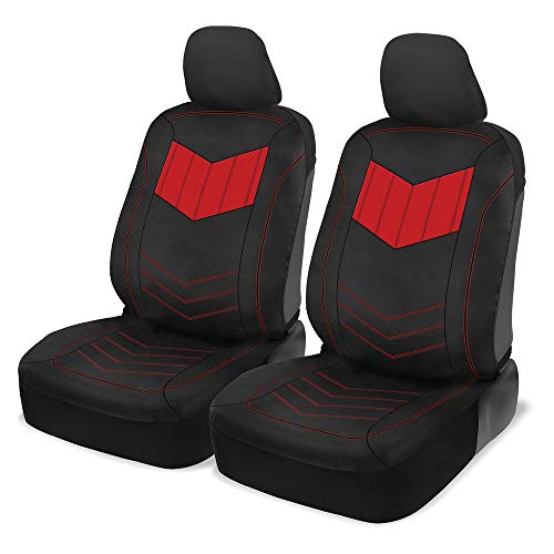 Motor Trend Super Sport Red Faux Leather Car Seat Covers, Front...