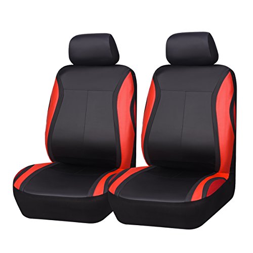 CAR PASS 2PCS Sporty PU Leather Car Seat Cover Front Seats Only,...