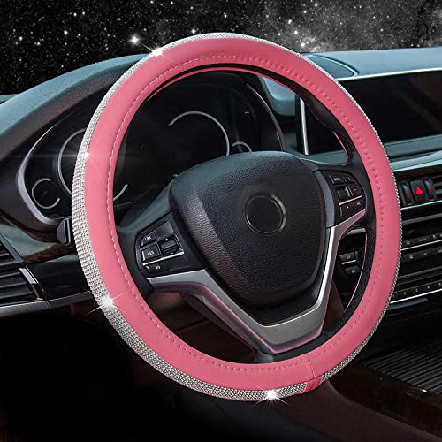 2. ChuLian Women Pink Bling Steering Wheel Cover
