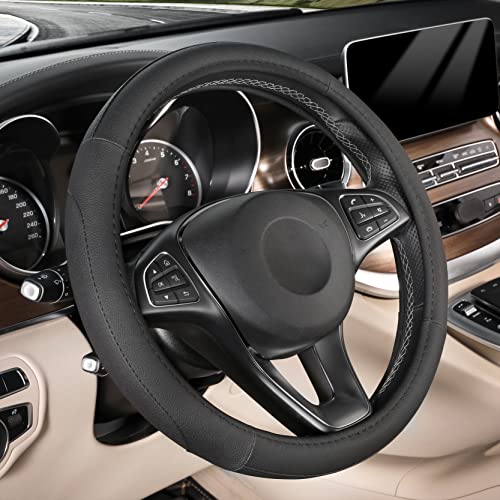 SEG Direct Black Microfiber Leather Auto Car Steering Wheel Cover...