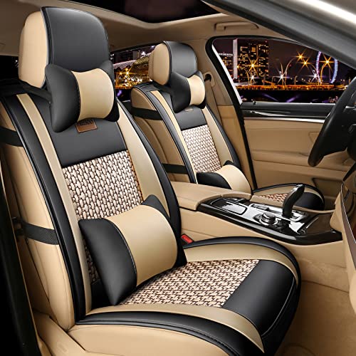 FREESOO Car Seat Cover Leather, Front Rear Full Set Car Seat...