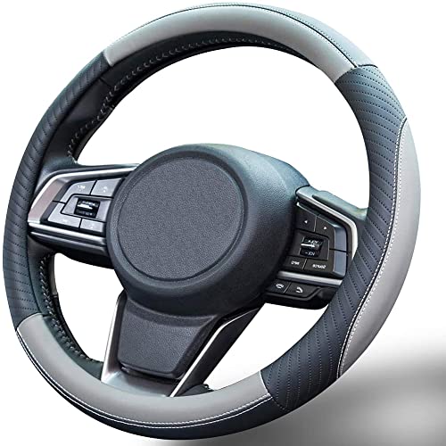 ZATOOTO Wheel Cover for Car - Grey Microfiber Leather Steering...