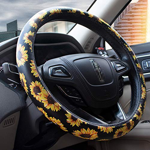 Dotesy Flower Car Steering Wheel Cover Fiber Leather Anti-Slip...