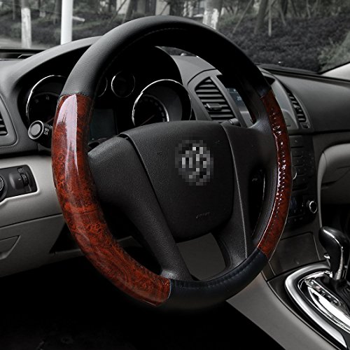 Black Universal Steering Wheel Cover Deluxe fits 15' Middle Size...
