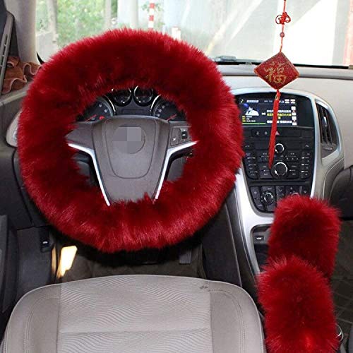 5. Red Fuzzy Steering Wheel Cover