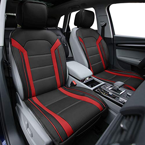 FH Group Car Seat Covers Front Set Red Black Faux Leather Car...