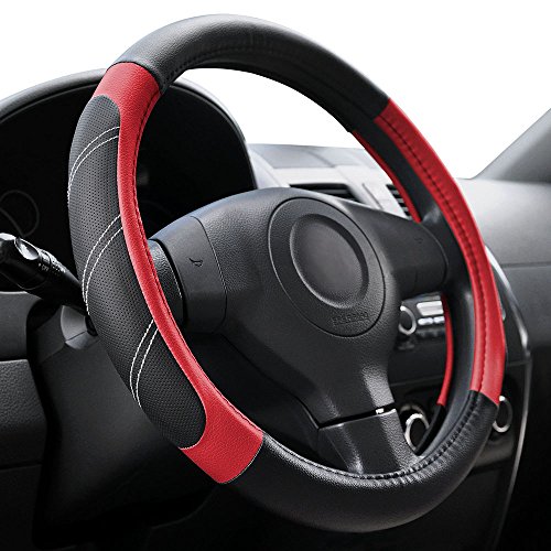 Elantrip Leather Steering Wheel Cover 14 1/2 to 15 inch Universal...