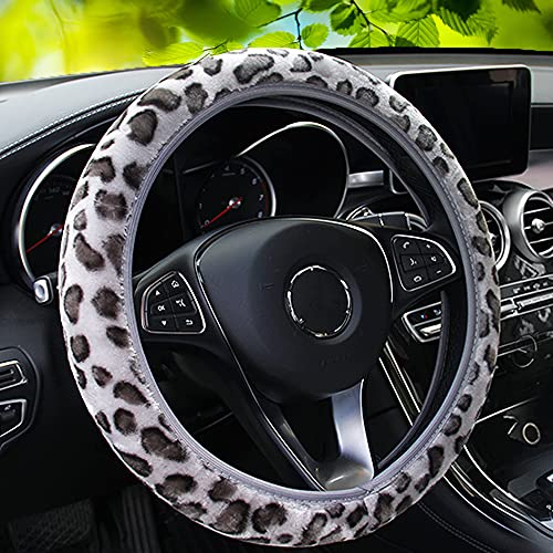 10. YOGURTCK Soft Velvet Fluffy Leopard Steering Cover