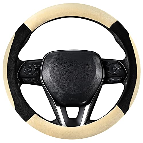 SEG Direct Beige Plush Winter Auto Car Steering Wheel Cover...