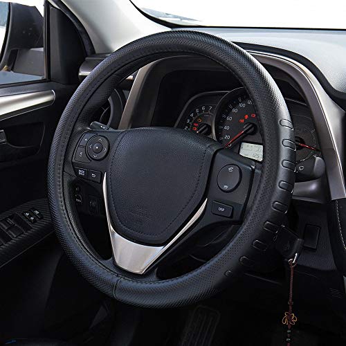 Fms Genuine Leather Car Steering Wheel Cover Universal 15.5 Inch...