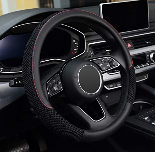 ZHOL Steering Wheel Cover Universal 15 Inch Microfiber Leather...