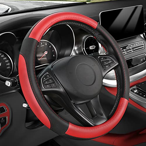 SEG Direct Black and Red Microfiber Leather Auto Car Steering...