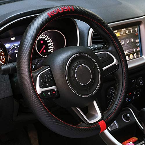 Gooogo Black Carbon Fiber Luxury Roush Leather Car Steering Wheel...