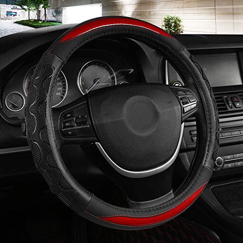 Black Panther Luxury Leather Car Steering Wheel Cover with 3D...