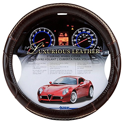 Alpena 10221 Durbin Brown Leather Steering Wheel Cover